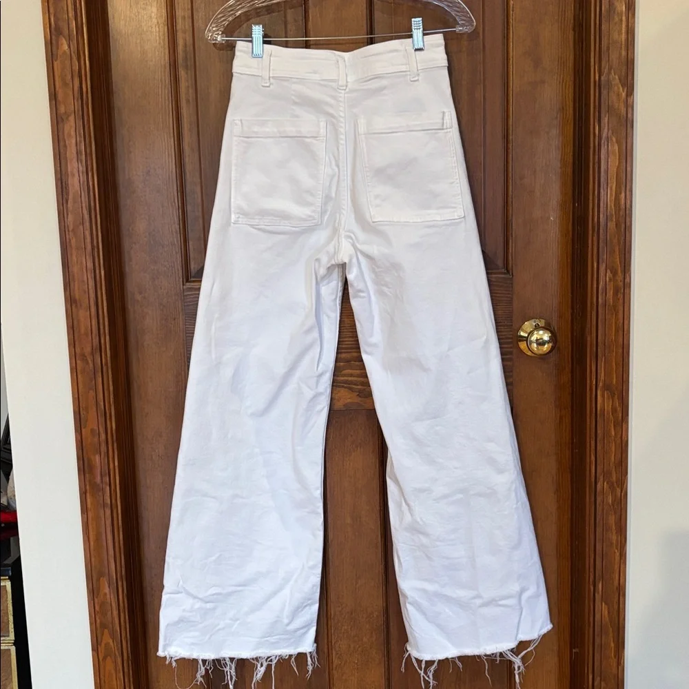 Zara White Wide-Leg Denim Pants, US Size 4, Like New - Picture 2 of 6